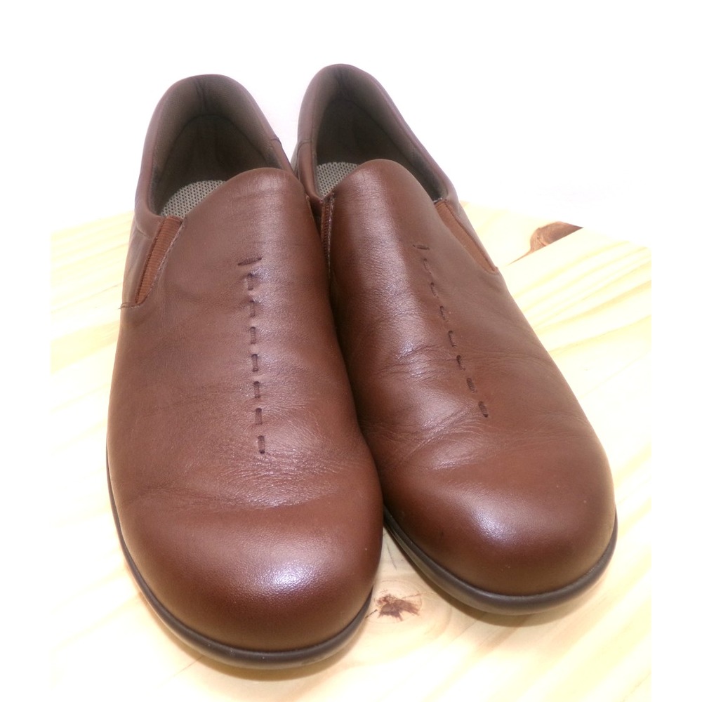 SAS Viva Tripad Comfort Slip-On Loafer Women Sz 10S Brown Leather Stretch Panels
